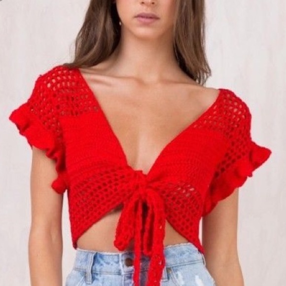 crochet tie front top